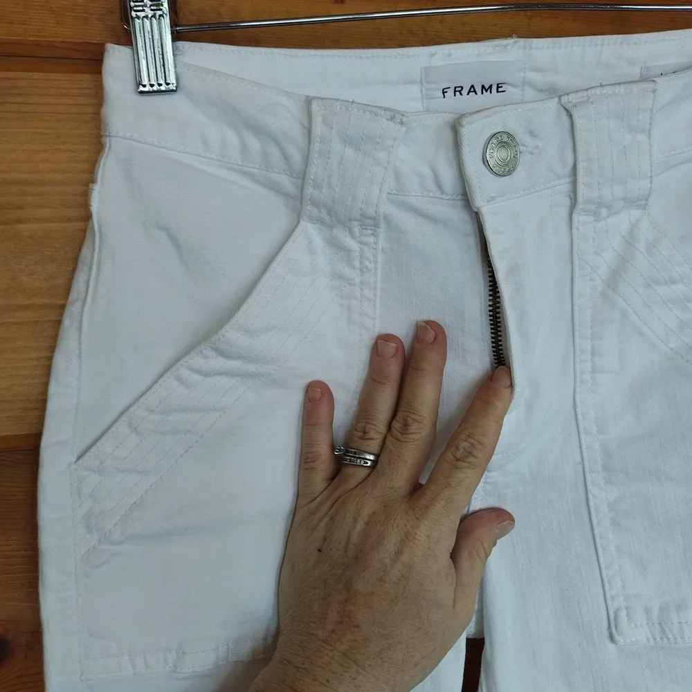 FRAME Denim Le Mini Boot Jeans Stretch Ankle Cropped in Blanc Size‎ 25(26) x 24" - Picture 4 of 9